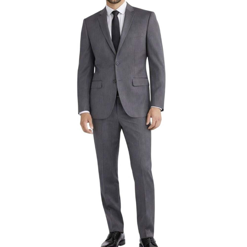 Egara 44R 44x33 Gray Skinny Fit Stretch Mens Jacket Pants Suit Office Formal